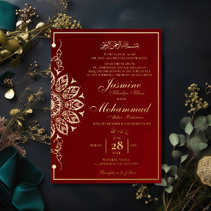 Luxury Gold Mandala Muslim Wedding Nikah Folieneinladung