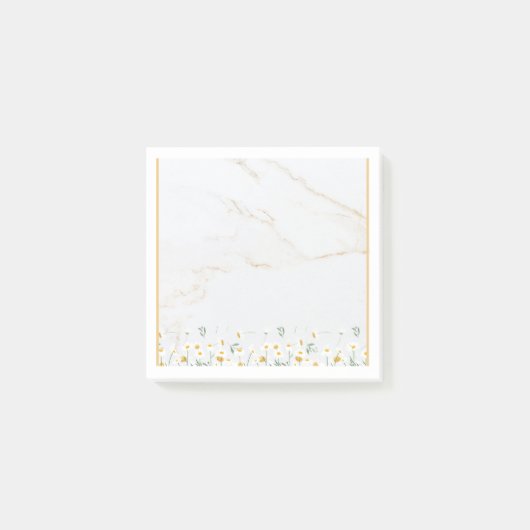 Luxury Gold Marble Daisy Post-it Notes Block Klebezettel (Vorderseite)