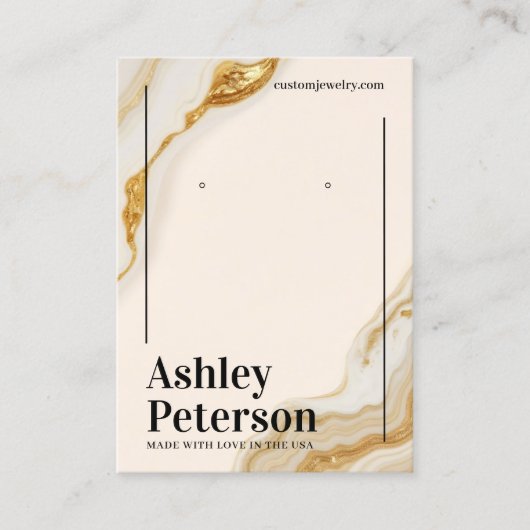 Luxury Gold Marble Foil Drehbuch Ohranzeige Visitenkarte (Vorderseite)