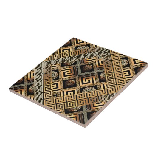 Luxury Gold Meander Geometric Fliese (Seite)