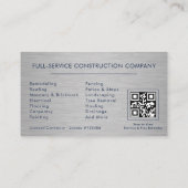 Luxury Gold Metal Contractor QR Code Visitenkarte (Rückseite)