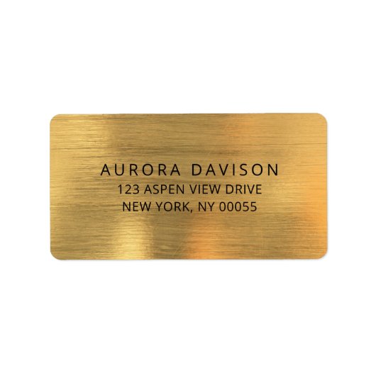Luxury Gold Metallic Modernes Minimalistisch Adressaufkleber (Vorne)