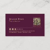 Luxury Gold Minimalistic Burgundy Wine Classy Visitenkarte (Rückseite)