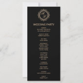 Luxury Gold Monogram Black Wedding Program (Rückseite)