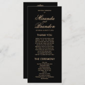 Luxury Gold Monogram Black Wedding Program (Vorne/Hinten)