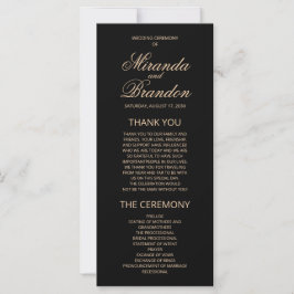 Luxury Gold Monogram Black Wedding Program
