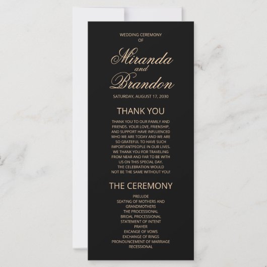 Luxury Gold Monogram Black Wedding Program (Vorderseite)