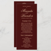 Luxury Gold Monogram Burgundy Wedding Program Card (Vorne/Hinten)