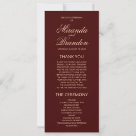 Luxury Gold Monogram Burgundy Wedding Program Card