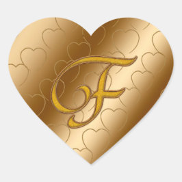 Luxury Gold Monogram F Herz-Aufkleber