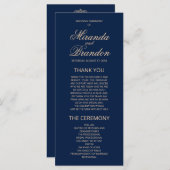 Luxury Gold Monogram Navy Blue Wedding Program (Vorne/Hinten)