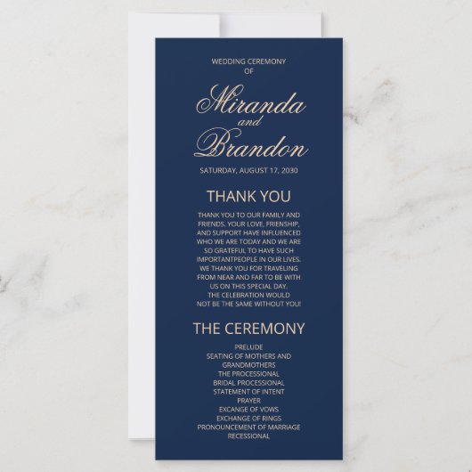 Luxury Gold Monogram Navy Blue Wedding Program (Vorderseite)