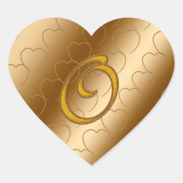 Luxury Gold Monogram O Herz-Aufkleber
