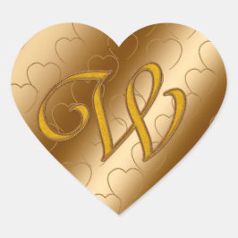 Luxury Gold Monogram W Herz-Aufkleber