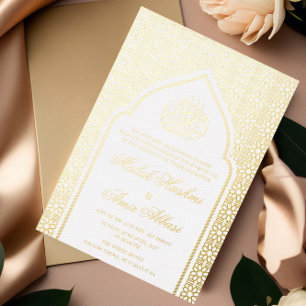 Luxury Gold Moschee Islamische Hochzeit Folieneinladung