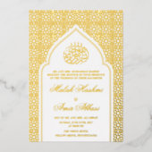 Luxury Gold Moschee Islamische Hochzeit Folieneinladung (Vorderseite)
