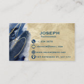 Luxury Gold & Navy Abstract Photographer Business Visitenkarte (Rückseite)