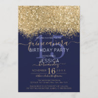 Luxury Gold Navy Glitzer Confetti Quinceañera