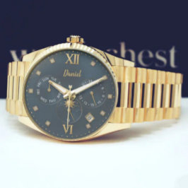 Luxury Gold  Personalized with Name & Date Armbanduhr