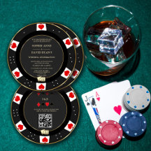 Luxury Gold Poker Chip Casino QR Code Hochzeit