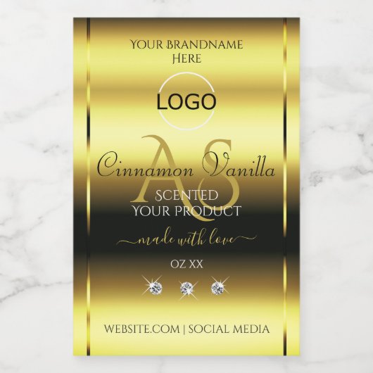 Luxury Gold Product Labels Jewels Monogram Logo Lebensmitteletikett (Einzelnes Label)