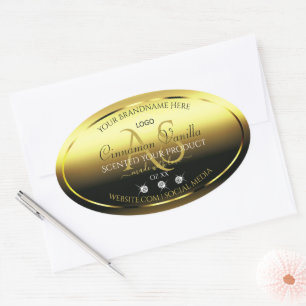 Luxury Gold Product Labels Jewels Monogram Logo Ovaler Aufkleber