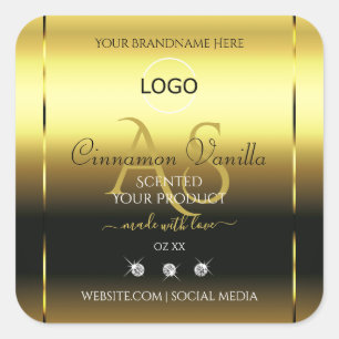 Luxury Gold Product Labels Jewels Monogram Logo Quadratischer Aufkleber