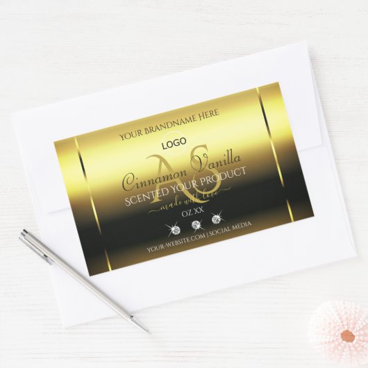 Luxury Gold Product Labels Jewels Monogram Logo Rechteckiger Aufkleber (Umschlag)
