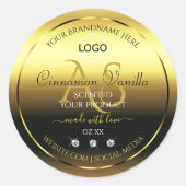 Luxury Gold Product Labels Jewels Monogram Logo Runder Aufkleber (Vorderseite)