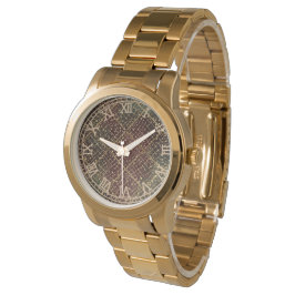 Luxury Gold Red Green Color Pattern Armbanduhr