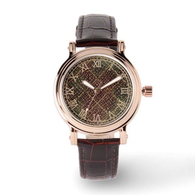 Luxury Gold Red Green Color Pattern  Armbanduhr (Vorderseite)