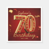 Luxury Gold Red Ruby Jewel Diamond 70th Birthday Serviette (Vorderseite)