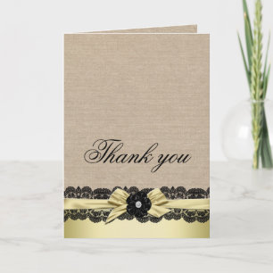 Luxury Gold Ribbon Burlap Lace Danke Karte