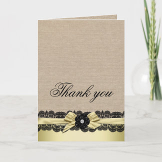 Luxury Gold Ribbon Burlap Lace Danke Karte