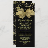 Luxury Gold Ribbon Damask Black Wedding Menü Menükarte (Vorne/Hinten)