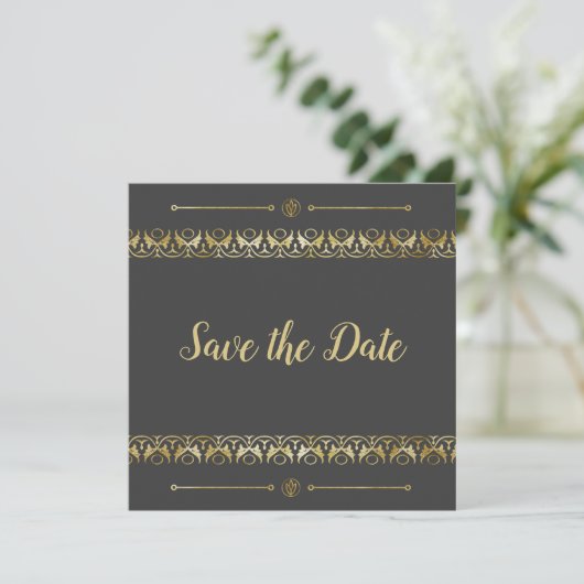 Luxury Gold Save the Date Einladung (Stehend Vorderseite)