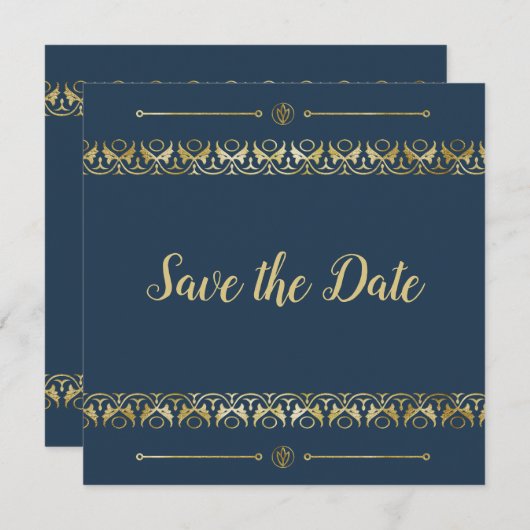 Luxury Gold Save the Date Einladung (Vorne/Hinten)