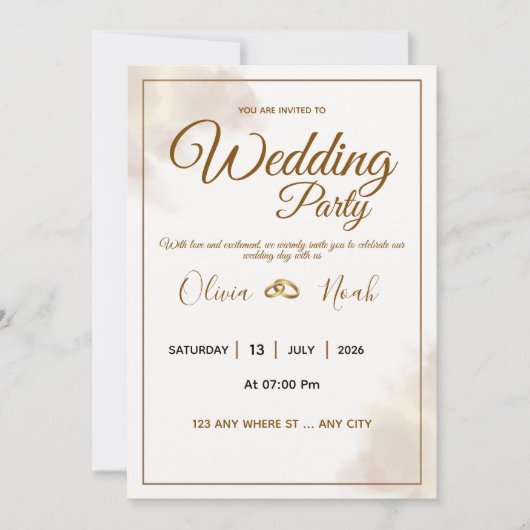 Luxury Gold Script Wedding Invitation Einladung (Vorderseite)