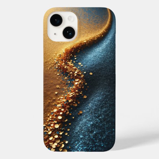Luxury Gold Sequin River on Blue Glitter Sand Abst Case-Mate iPhone Hülle (Rückseite)