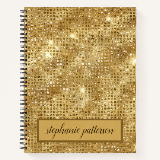 Luxury Gold Shimmering Sequins Individuelle Name Notizblock