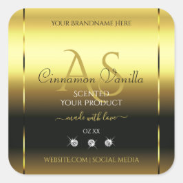 Luxury Gold Shimmery Product Label Juwelen Monogra Quadratischer Aufkleber