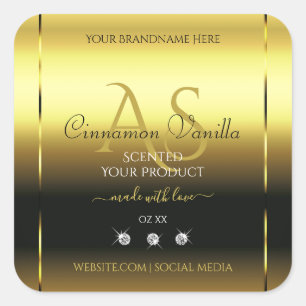 Luxury Gold Shimmery Product Label Juwelen Monogra Quadratischer Aufkleber
