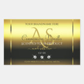 Luxury Gold Shimmery Product Label Juwelen Monogra Rechteckiger Aufkleber (Vorderseite)