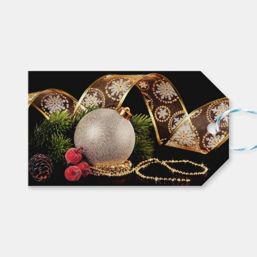 Luxury Gold Silver Black Frohe Weihnachten Geschenkanhänger (Vorderseite (Horizontal))