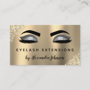 Luxury Gold Silver Glitzer Eyelash Extensions Visitenkarte