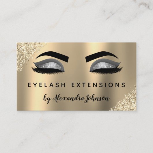 Luxury Gold Silver Glitzer Eyelash Extensions Visitenkarte (Vorderseite)