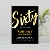 Luxury Gold 'Sixty' Adult Milestone 60. Geburtstag Folieneinladung (Stehend vorne)