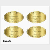 Luxury Gold Soft Glitzer Initials Product Labels Ovaler Aufkleber (Blatt)