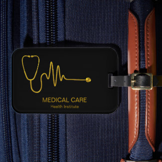 Luxury Gold Stethoscope ECG Wave EKG Line Medical Gepäckanhänger
