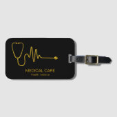 Luxury Gold Stethoscope ECG Wave EKG Line Medical Gepäckanhänger (Vorderseite (Horizontal))